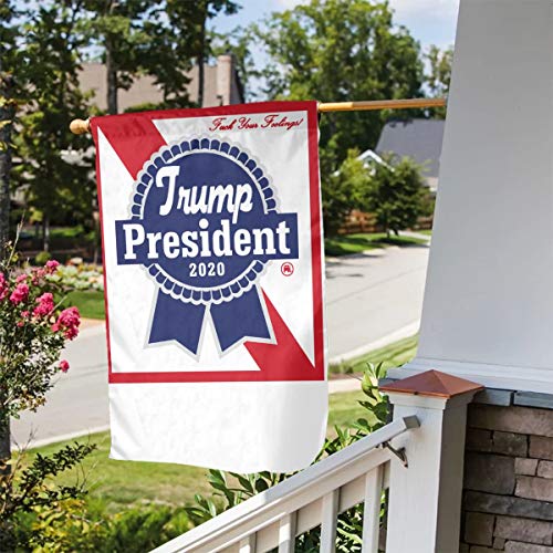 BRASMdiy Trump 2020 - Blue Ribbon Beer - F*CK Your Feelings Garden Flag Waterproof Double-Sided Courtyard Outdoor Decoration