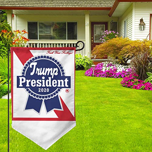 BRASMdiy Trump 2020 - Blue Ribbon Beer - F*CK Your Feelings Outdoor Flag Garden Flag Double-Sided Courtyard Outdoor Decorative