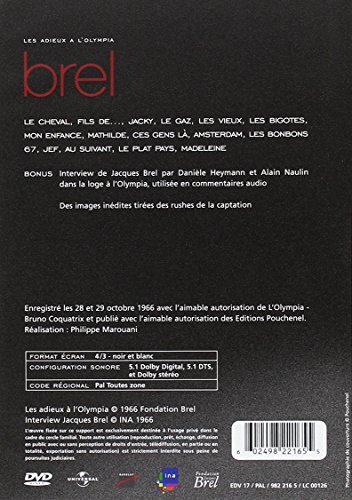 Brel, Jacques - Octobre 1966, les adieux à l'Olympia [USA] [DVD]