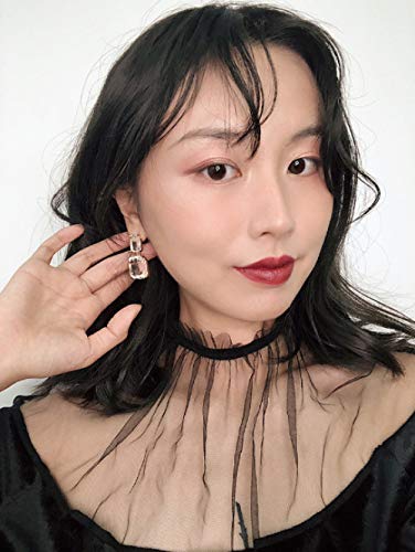 Brillante Y Transparente Nueva Aguja De Plata 925 Geométrica Cuadrada Cristal Transparente Super Flash Pendientes De Temperamento Retro Mujeres