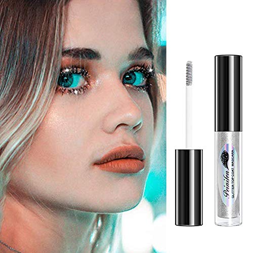 Brillo de lentejuelas Máscara de pestañas con purpurina fresca Máscara de brillo brillante de larga duración a prueba de agua para mujeres, adecuada para fiestas, fiestas, disfraces