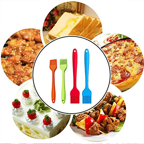 Brocha de silicona para repostería, 4 unidades, resistente al calor, de silicona, flexible y fácil de limpiar, para asar o hacer postres, 4 colores
