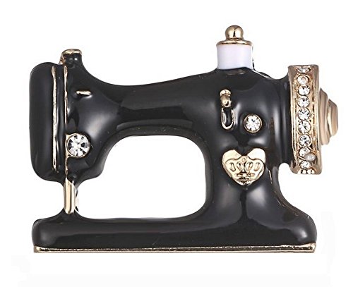 Broche, diseño de máquina de coser negro y dorado acero, costura.