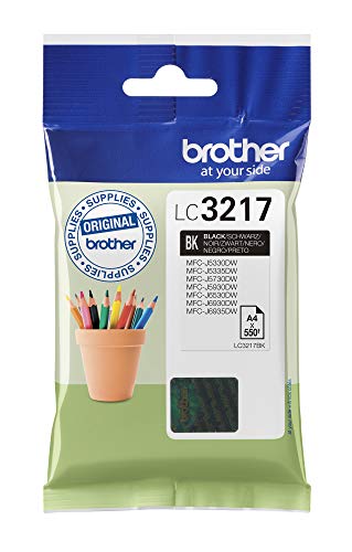 Brother LC3217BK Cartucho de tinta negro original para las impresoras MFCJ5330DW, MFCJ5730DW, MFCJ5930DW, MFCJ6530DW, MFCJ6930DW y MFCJ6935DW duración estimada hasta 550 páginas (ISO/IE 24711)