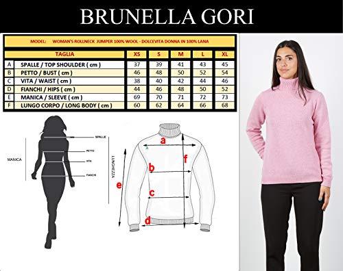 BRUNELLA GORI Jerséis Suéter de Cuello Alto para Mujer en 100% Lana Virgen Color Rosa Talla XS