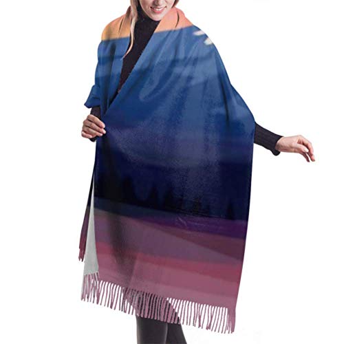 Bufanda de mantón Mujer Chales para, Unisex 's Moda Mantón largo Paisaje marino Calella De Palafrugell Cataluña Bufanda de invierno Cashmere Feel Pashmina Mantón Wraps Suave cálido