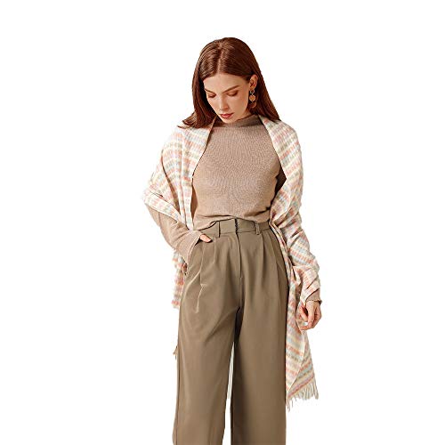 Bufanda De Otoño E Invierno Para Damas Moda Europea Y Americana Bufanda Con Flecos A Rayas Al Aire Libre Color Cálido Rejilla Chal Vacaciones Viajes Oficina Diaria