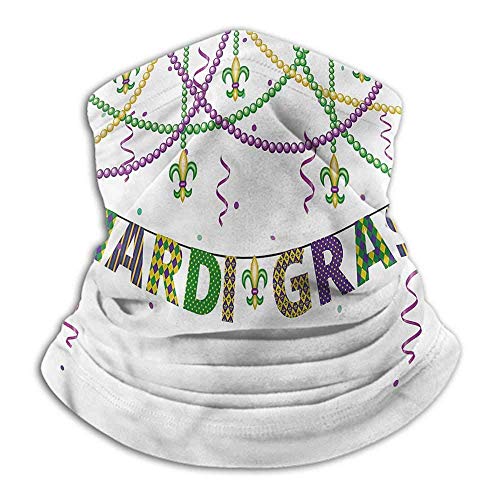 Bufanda de Pelo Mardi Gras Sombreros Calentador de Cuello Motocicleta Fleur De lis Beads