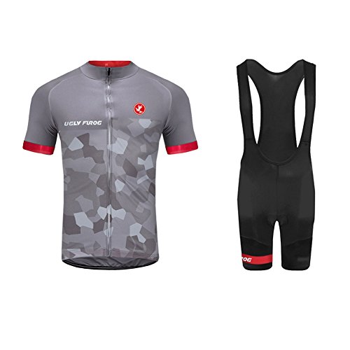 BurningBikewear Uglyfrog Ciclismo Maillot, Hombres Jersey + Pantalones Cortos Babero Mangas Cortas de Ciclismo Ropa Maillot Transpirable para Deportes al Aire Libre Ciclo Bicicleta MES2019QXF10