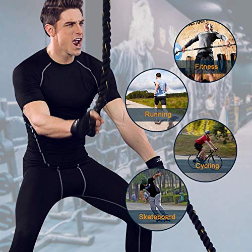 Bwiv Camisetas de Manga Corta para Hombres de Compresión Camiseta de Fitness Ropa Deportiva Hombres Secado Rápido Running Ciclismo Negro Talla M