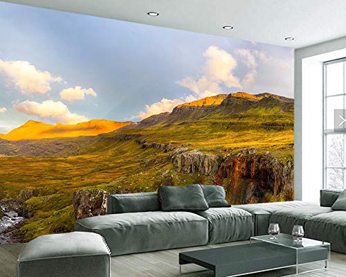 BZDHWWH Iceland Hill Moss Nature Foto Mural 3D Fondo De Pantalla Sala De Estar Sofá Tv Pared Dormitorio Fondos De Pantalla Decoración Para El Hogar Cafetería,140cm(W) x 70.5cm(H)