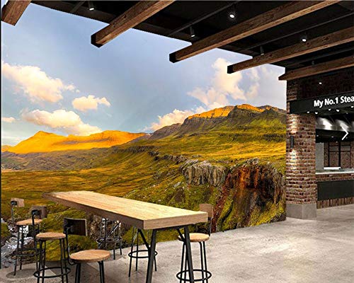 BZDHWWH Iceland Hill Moss Nature Foto Mural 3D Fondo De Pantalla Sala De Estar Sofá Tv Pared Dormitorio Fondos De Pantalla Decoración Para El Hogar Cafetería,140cm(W) x 70.5cm(H)