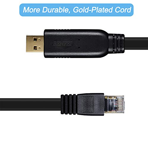 Cable de Consola USB, BENFEI 1,8m USB a RJ45, Compatible con Cisco, Netgear, Ubiquity, LINKSYS, TP-Link, routers/conmutadores para Ordenadores portátiles en Windows, Mac, Linux, Chip FTDI