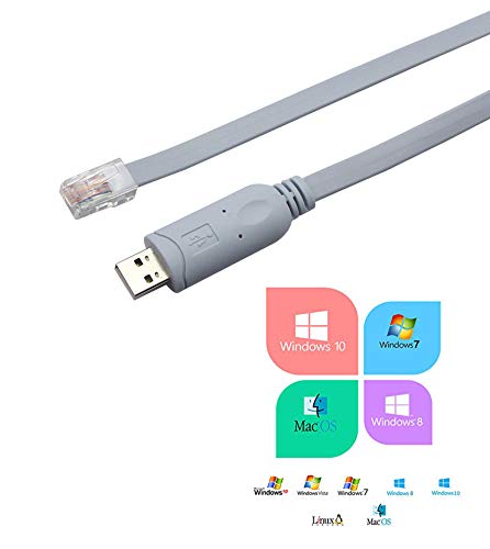 Cable de Consola USB con Chip FTDI, USB a RJ45 Cable de Consola para enrutadores/Windows 7,8 / Switches (USB 3m)