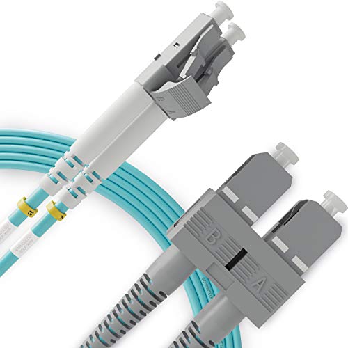 Cable de Fibra Óptica LC a SC 1M Multimodo Duplex - UPC/UPC - 50/125um OM3 10G (LSZH) - Latiguillo Doble Fibra Óptica - Beyondtech PureOptics Cable Series