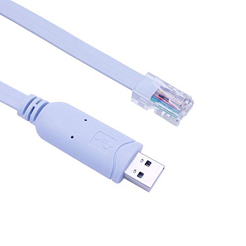 Cable USB a consola, cable de consola Cisco USB Console, USB a consola RJ45, cable de consola Cisco USB Rollover para Windows/Vista/MAC/Linux (1,8 m/6 pies, azul)