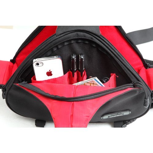 Caden K1 - Mochila bandolera impermeable para cámaras réflex digitales Canon y Nikon, diseño triangular, Verde