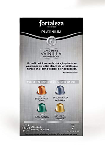 Café Fortaleza - Cápsulas De Aluminio Café Con Aroma Vainilla Madagascar Compatibles Con Nespresso - Pack 5 X 10 - Total 50 Cápsulas