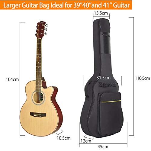 CAHAYA Funda de Guitarra Universal Acolchada Versión Actualizada de 8mm con 2 Bolsillos para Guitarra Acústica y Clásica con Tamaño Más Grandes para Guitarra de 39/40/41 Pulgadas