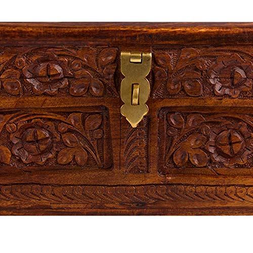 Caja De Almacenamiento De Cosméticos La madera antigua sólido Vestir actual del cuadro de estilo chino joyería Caja de almacenamiento creativo cumpleaños ( Color : Marrón , tamaño : 33×23×12cm )