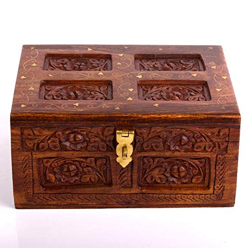 Caja De Almacenamiento De Cosméticos La madera antigua sólido Vestir actual del cuadro de estilo chino joyería Caja de almacenamiento creativo cumpleaños ( Color : Marrón , tamaño : 33×23×12cm )