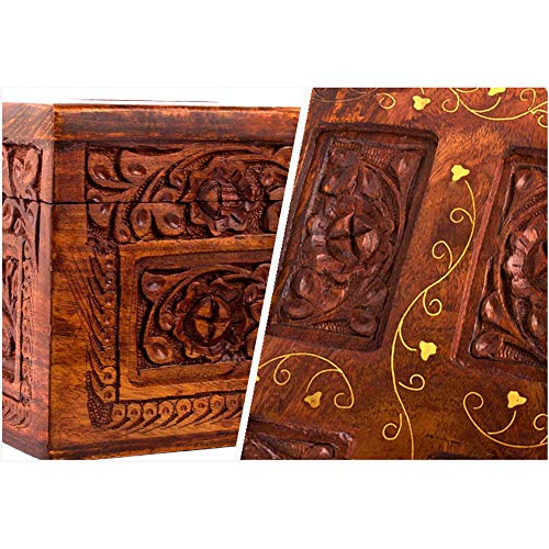 Caja De Almacenamiento De Cosméticos La madera antigua sólido Vestir actual del cuadro de estilo chino joyería Caja de almacenamiento creativo cumpleaños ( Color : Marrón , tamaño : 33×23×12cm )