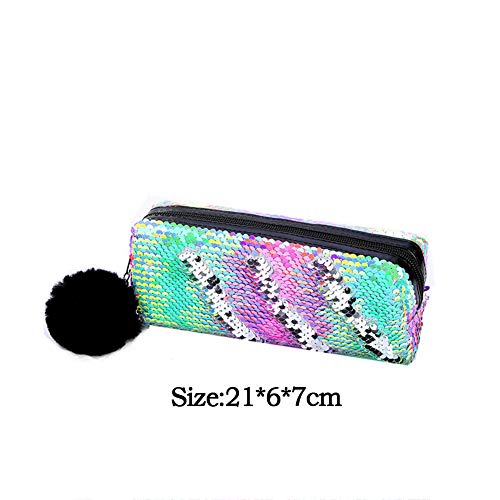 Caja De Lápiz De La Escuela Reversible Lentejuelas Caja De Lápiz De Bola De Pelo Para Niñas Caja De Lápiz Lindo Del Estudiante Estacionario