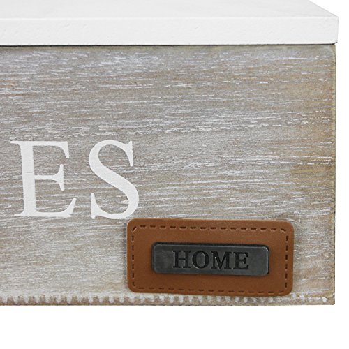 Caja de pañuelos con tapa 25 x 14 x 9 cm, caja para pañuelos de papel, caja de almacenamiento, color blanco/marrón