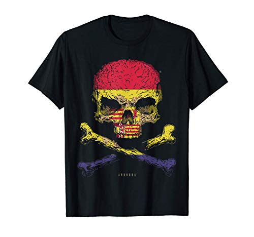 Calavera con Bandera de Andorra Cráneo Crossbones Camiseta