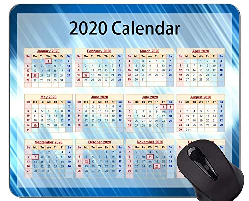 Calendario 2020 con días Festivos Alfombrillas de ratón Personalizadas, Alfombrillas de ratón con Tema Verde Azul
