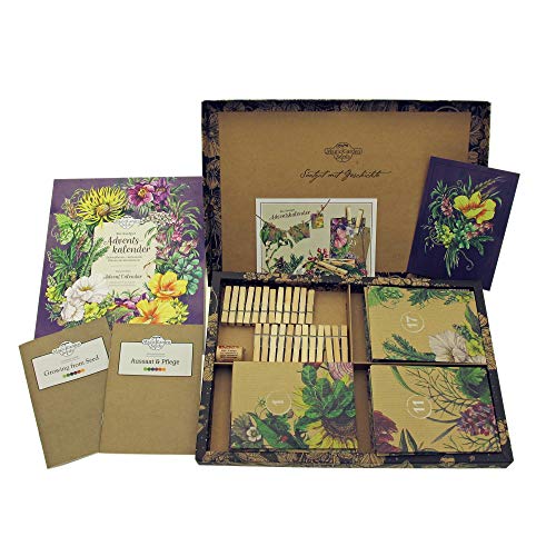 Calendario de Adviento de semillas orgánicas 2020. Plantas mágicas de gran importancia para la Etnobotánica- con 24 sobres de semillas orgánicas en un hermoso diseño