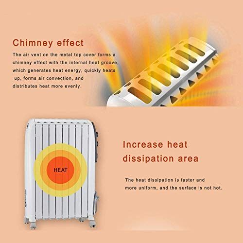 Calentador De Espacio De Radiador Lleno De Aceite, Sala Completa Silenciosa 2000 W, Termostato Ajustable, 3 Configuraciones De Calor, Temporizador Digital, Modo De Ahorro De Energía Ecológico, Caract