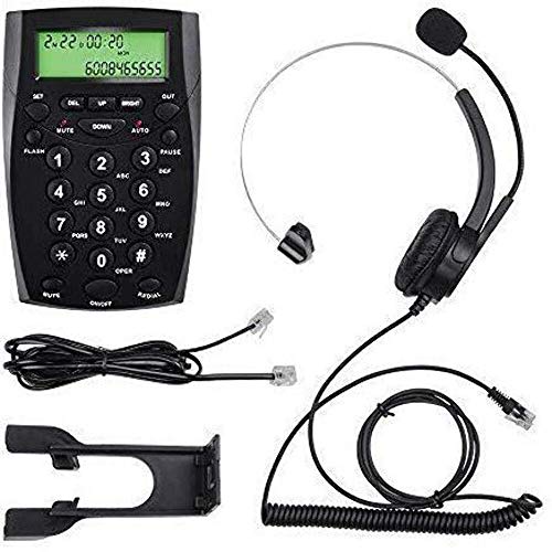 Callany - Auricular monoaural para teléfono, nueva versión Centro de llamadas, teclado con cable, con teclado con tecla de tono de llamada y remarcado de números