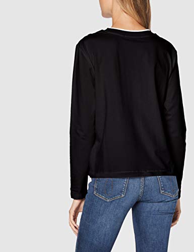 Calvin Klein CK Embroidery Tipping LS tee Camisa, Black, M para Mujer