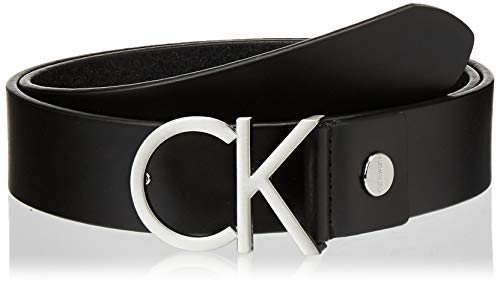 Calvin Klein CK Logo Belt 3.5cm Cinturón, Schwarz (Black 001), 90 para Mujer