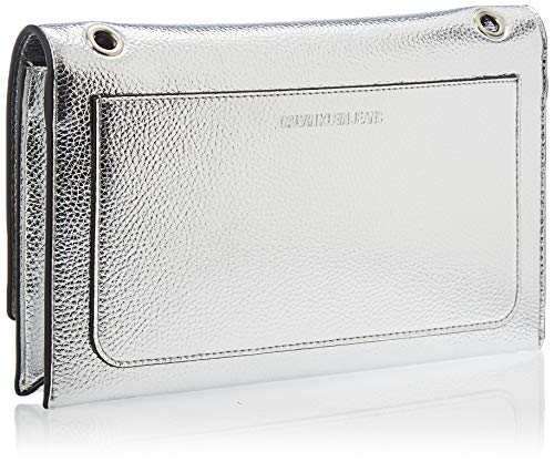Calvin Klein Ckj Banner Shoulder Flap Bag, Bolso de Hombro para Mujer, Gris (Silver), 0.1x0.1x0.1 centimeters (W x H x L)