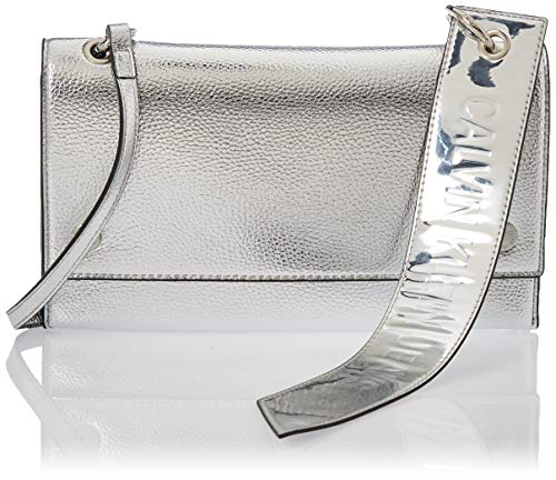 Calvin Klein Ckj Banner Shoulder Flap Bag, Bolso de Hombro para Mujer, Gris (Silver), 0.1x0.1x0.1 centimeters (W x H x L)