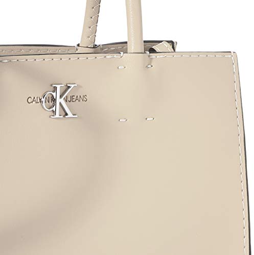 Calvin Klein - Ckj Mono Hardware Satchel, Bolsos maletín Mujer, Beige (Stone), 1x1x1 cm (W x H L)