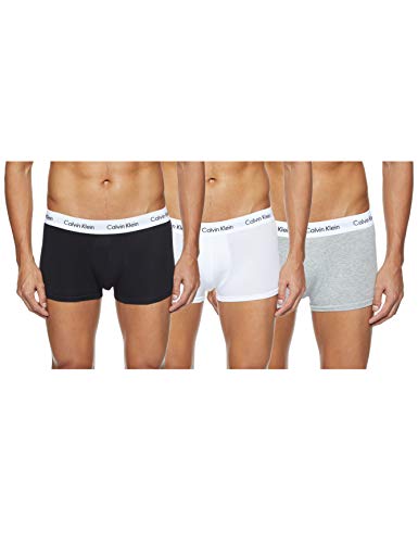 Calvin Klein Low Rise Trunk, Bóxer Para Hombre, Pack de 3, Multicolor (Black/White/Grey), S