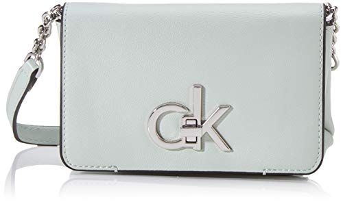 Calvin Klein - Re-lock Flap Crossbody Sm, Bolsos maletín Mujer, Verde (Petal Green), 1x1x1 cm (W x H L)