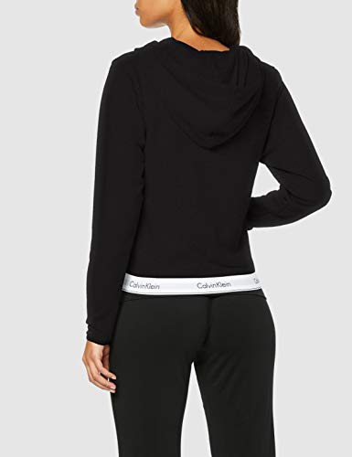 Calvin Klein Top Hoodie Full Zip Capucha, Negro (Black 001), Talla única (Talla del Fabricante: X-Small) para Mujer