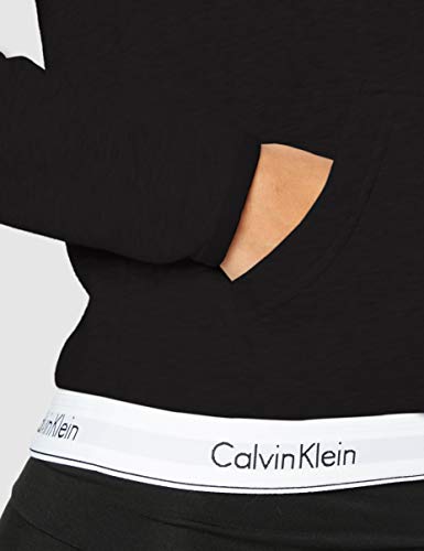 Calvin Klein Top Hoodie Full Zip Capucha, Negro (Black 001), Talla única (Talla del Fabricante: X-Small) para Mujer