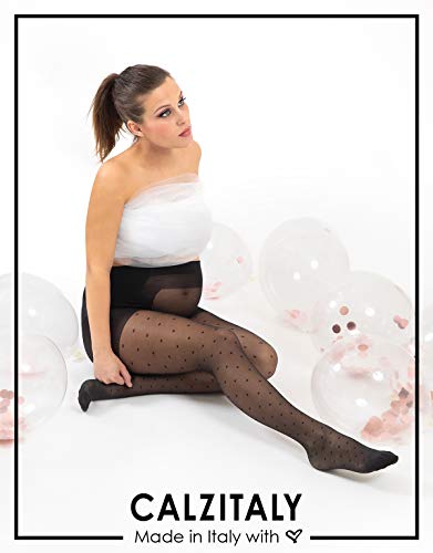 CALZITALY Medias Premama, Medias De Lunares Para Futuras Mamas, Medias Premama Negras | 20 Den | Negro | S, M, L, Xl | Mada In Italy (Negro, L)