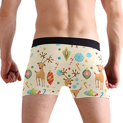 Calzoncillos tipo bóxer para hombre de PUXUQU, para Navidad, alce y copos de nieve multicolor S