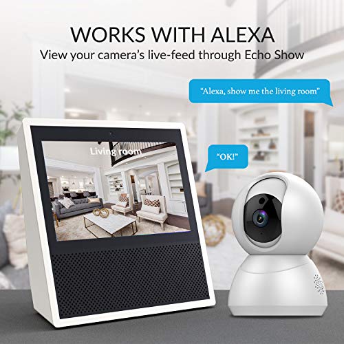 Camara Vigilancia Cámara de Seguridad WiFi 1080p Cámara de Vigilancia Compatible con Alexa Rotación de 360° Visión Nocturna Audio Bidireccional Alerta de Movimiento Servicio de Nube para iOS/Android
