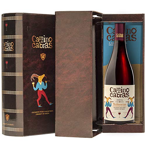 CAMINO DE CABRAS Estuche de vino - Mencía - vino tinto Crianza – D.O. Valdeorras – Producto Gourmet - Vino bueno para regalar - Vino Premium - 1 botella x 75cl