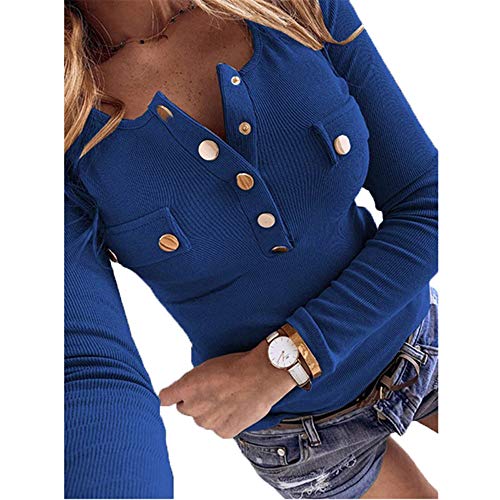 Camisa De Manga Larga De Color SóLido De OtoñO E Invierno para Mujer