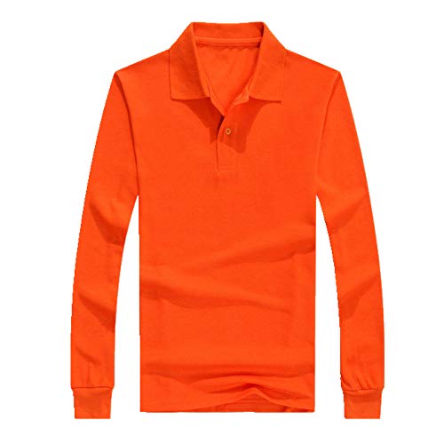 Camisas de algodón para hombre de manga larga con bordado masculino de otoño Naranja naranja XL
