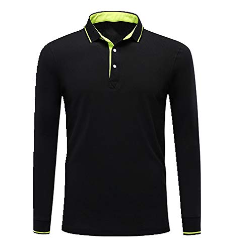Camisas de manga larga básicas y versátiles para hombre Negro Negro ( XXL