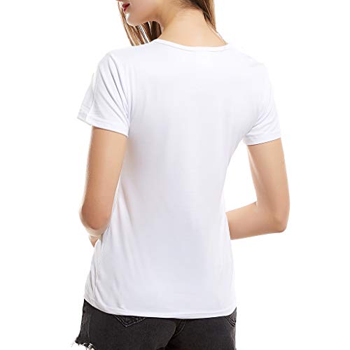 Camiseta de manga corta con estampado creativo para mujer de moda informal Madre e hijo Madre Camiseta de Manga Corta de Verano para Mujer de Cuello Alto y Blusa con Cuello Alto Color Sólido Sexy Slim